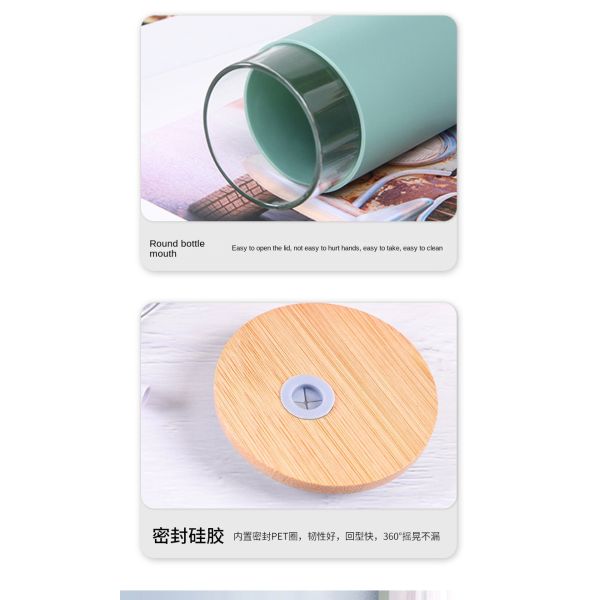 Spill Proof 500ml Colorful Outdoor Travel Glass Water Bottle With Straw Bamboo Lid Water Bottle Lightweight For Home OfficeCustomized Acceptable