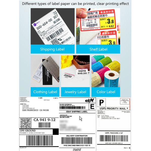 Label Express Waybill Product Price Sticker USB Bluetooth 4 Inch Thermal Barcode Printer For MAC OS Windows Android IOS