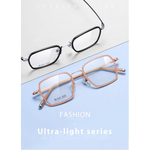 Computer Acetate Reading Glasses Titanium Square Prescription