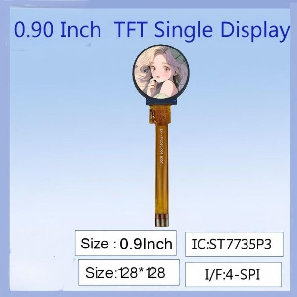 0.9 Inch TFT LCD Round Screen - 128x128 High-Definition, ST7735 Driver, for