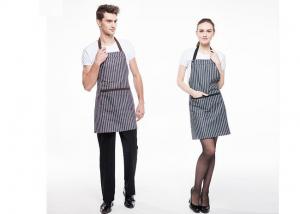 Quality Black And White Stripes Kitchen Cooking Aprons Adjustable With Widen Strap Design wholesale