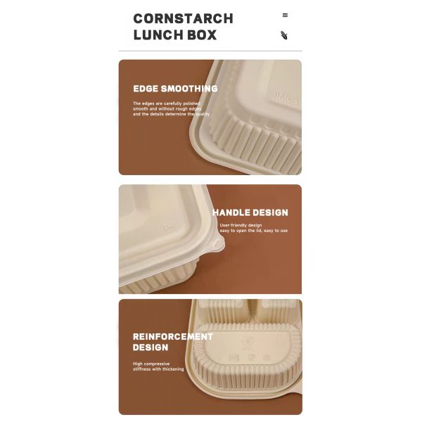 Corn Tableware Eco-Friendly And Biodegradable Corn Starch Lunch Box For Takeaway