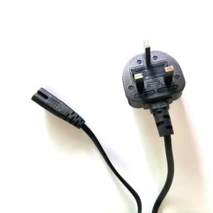China XianDa Swivel Ac UK 2 Pin Plug To IEC C7 Connector Euro plug Power Cable Electrical Extension Cord AC UK Power Cord on sale