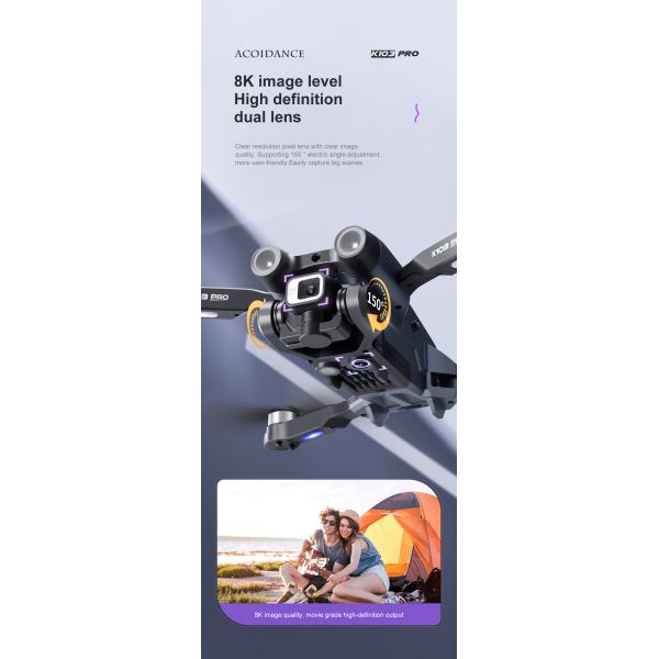 Beginner Drones K103 Pro Drone with 4k Dual Camera Obstacle Avoidance Optical Flow Wifi Fpv and Foldable Brushless Motor