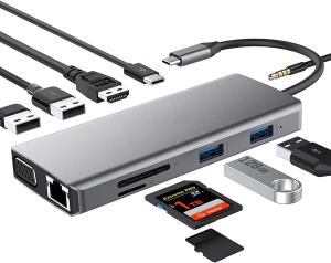 China USB 3.1 Interface Type 10 In 1 Type C Hub For High Speed Data Transfer And Charging on sale