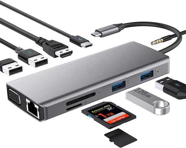 USB 3.1 Interface Type 10 In 1 Type C Hub For High Speed Data Transfer And