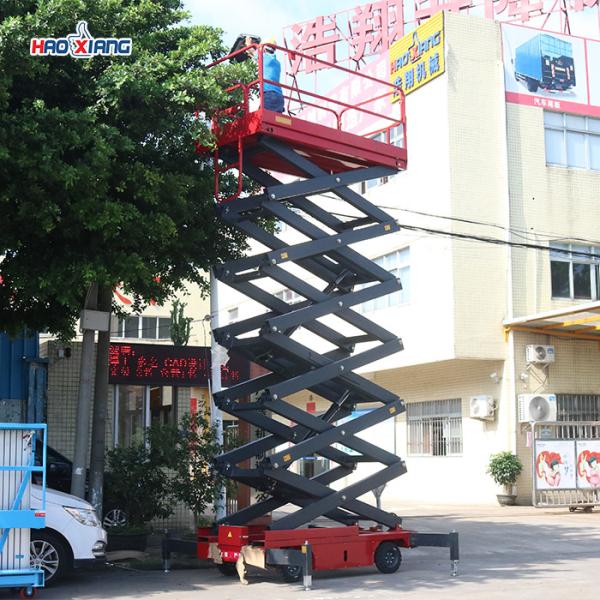 300kg-1500kg Mobile Scissor Lift Platform With Solid Tires And AC DC Power
