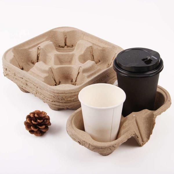 Durable Paper Coffee Cup Holders Customized Take Away Pulp Cup Holder