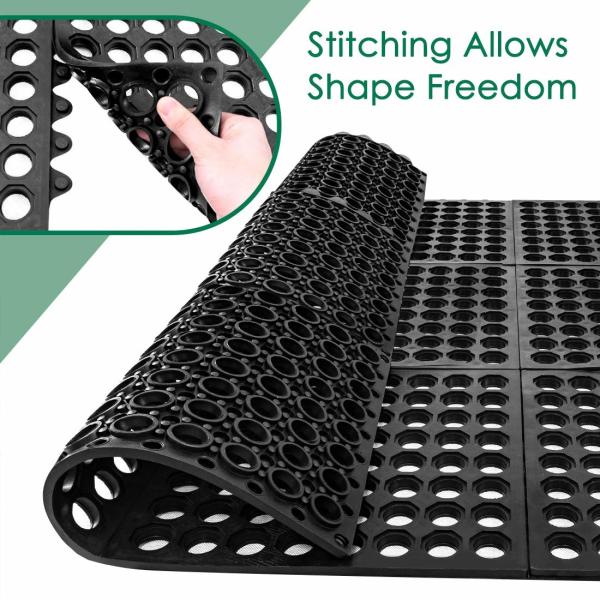 Interlocking Antifatigue Tile Mats With Holes ESD Rubber Floor Mat Antistatic Anti Fatigue Mat