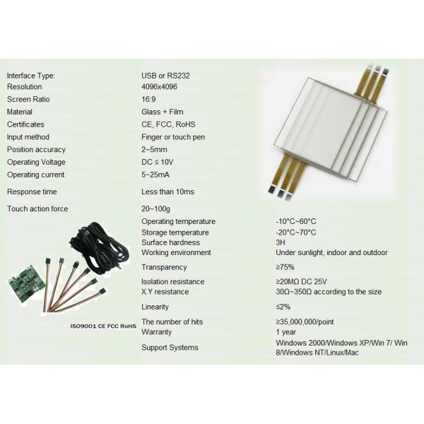 Water Proof And Dust Proof Resistive Touchscreen Customized 21.5 Inch For ATM