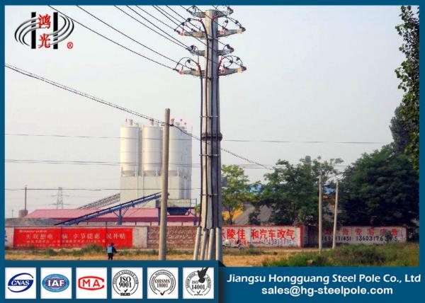 Cheap Zinc Coated 69 KV Transmission Line Tubular Steel Poles With ISO Certificate for sale
