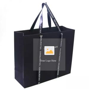 Quality OEM 20x25x10cm Personalized Paper Garment Bags With Satin Ribbon wholesale