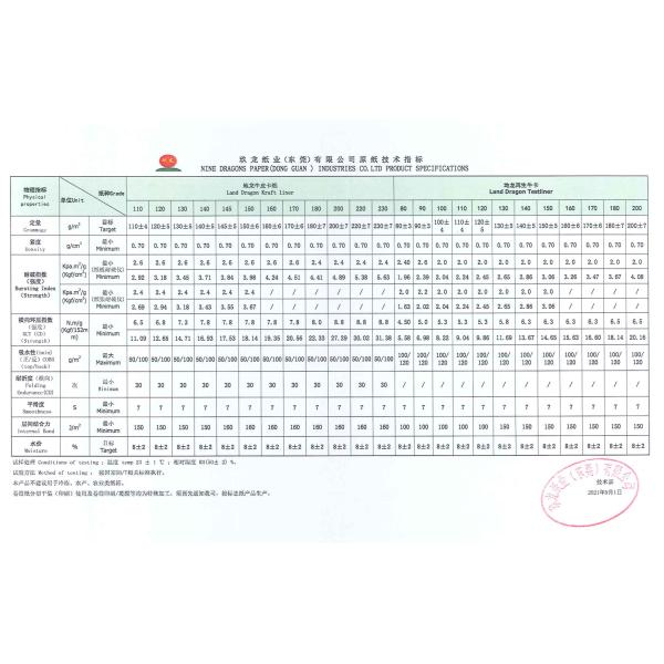 155-200g Test Liner Board With Good Aspect And Printability