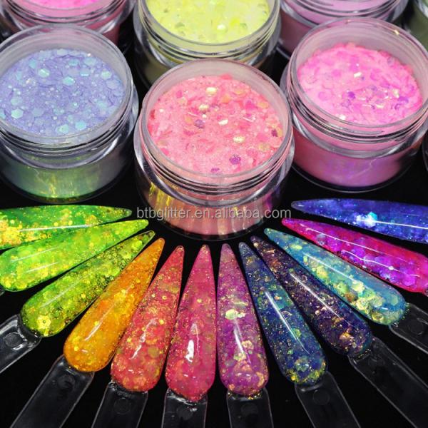OEM/ODM Yes 30G Glitter with Acrylic Powder Mixed 30G Bottle Packing for Beauty Nail Art Flowers Nail Flakes
