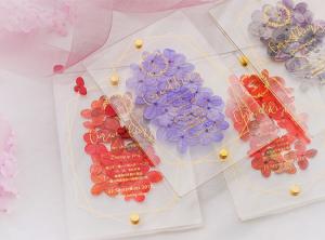 Quality acrylic invitation magnetic wedding and envelope card double layers flower wholesale
