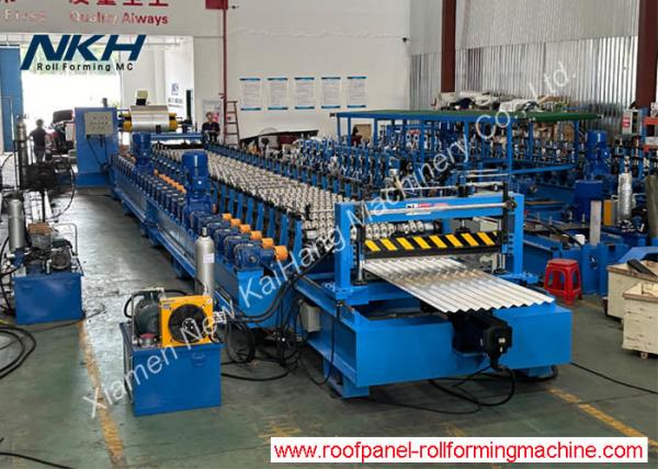 Cheap High Speed Corrugated Roll Forming Machine , High Precision Cold Roll Forming Machine Flying Speed 762 Corrugate Sheet Servo Cutting for sale