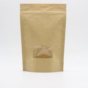 Quality Doypack See Through Pouches 180 Microns Brown Paper Bags With Clear Window wholesale