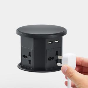 China OEM/ODM Smart Pop-Up Power Outlet Aluminum Tabletop Socket with 4 AC Outlets & 2 USB Ports IP44 Standard for Charging on sale