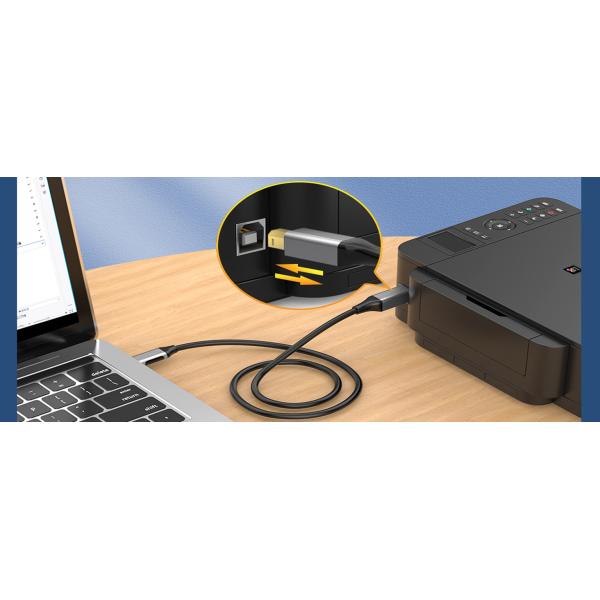 USB-C to USB Type B Cable For USB printers scanners or external USB Hard Drives