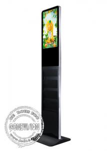 Quality Interactive 21.5 Inch FHD Standing Touch Screen Kiosk With Catalog Brochure Holder wholesale