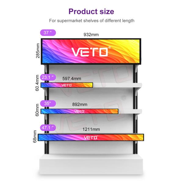 VETO 23.1 Inch or other size Indoor LCD Screen Display Ultra Thin monitor Digital LCD Stretch Bar Display Signage