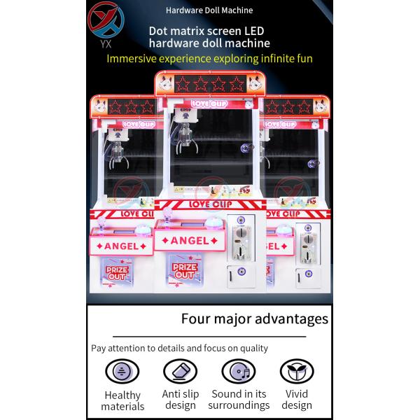 Red Coin-Operated LED Desktop Hardware Claw Arcade Machine