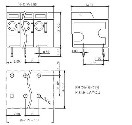 Screwless Push Button Terminal Block For Pitch 5.0mm 7.5mm 10.0mm Optional