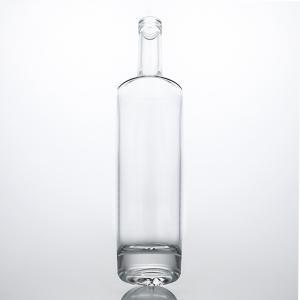 Quality Unique Glass Collar Material Long Neck Spirit Bottle for Whisky Vodka Tequila Gin Rum wholesale
