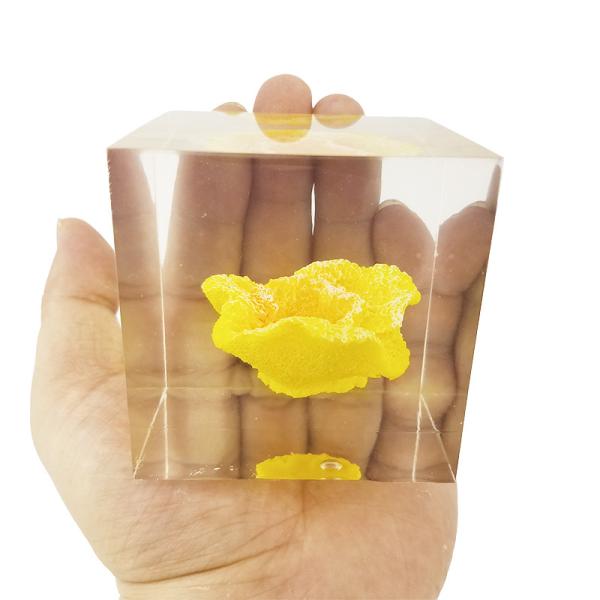 Cheap custom cube brick resin paper weight with inclusion embeddings for sale