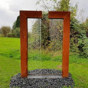 China Contemporary Design Double L Metal Water Feature Corten Steel Water Fountain on sale