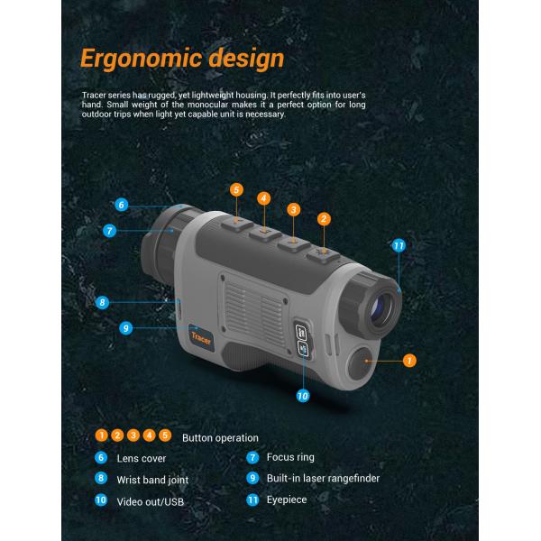 384×288 1m Ranging Accuracy Handheld Thermal Scanner For Hunting