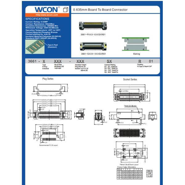 0.635mm, Board to Board, Mating, Plug/Socket, Black, Phosphor Bronze.