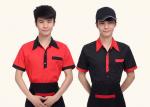 Red And Black Color Restaurant Staff Uniform Cotton New Polo Style For