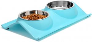 Quality Double Dog Cat Stainless Steel Pet Bowls No Spill Resin Station wholesale
