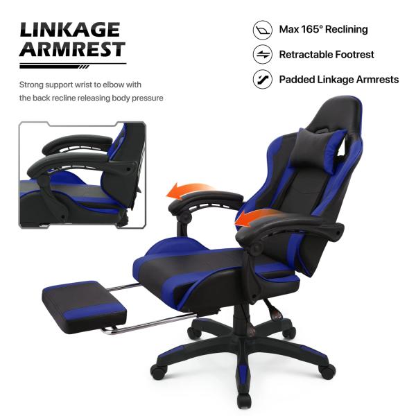 ALINUNU Ergonomic Fabric Computer Gaming Chair with Headrest and Lumbar Adjustable