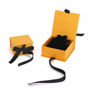 Quality Simple Yellow Gift Box Black Satin Ribbon For Jewerly Earring Shipping wholesale