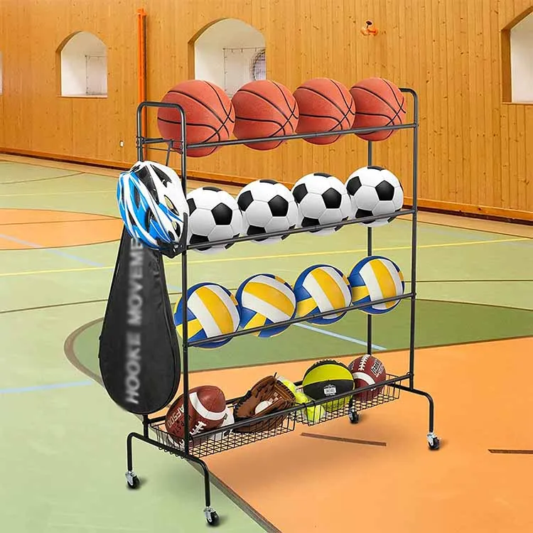 Factory Custom Color Size Metal Basketball Rack Sport Ball Storage Garage Sports Ball Rack for Garage
