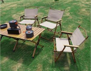 China Kermit Chair Foldable Portable Ultra-Light Metal Chair, Portable Wood Beach Chairs, Outdoor Folding Chair on sale