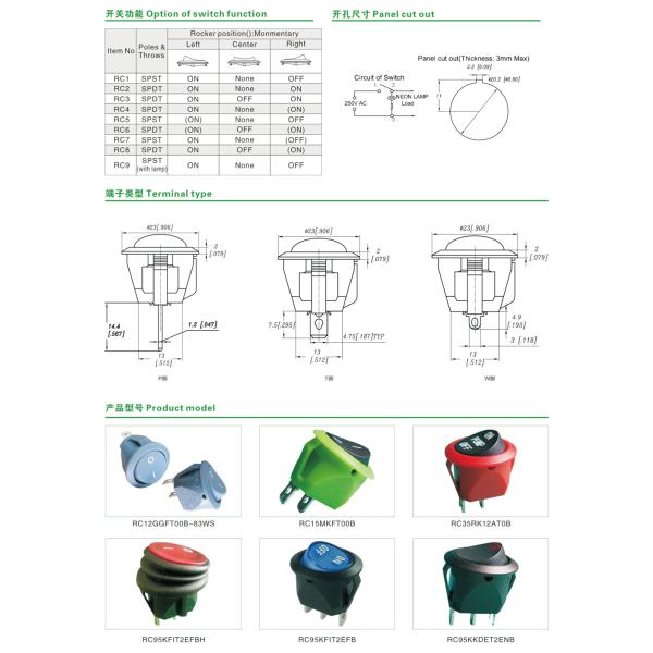 Rocker Switch RC Series(Ф20.2mm)