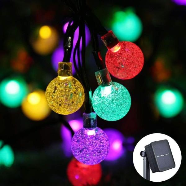 Outdoor Solar String Lights Solar Powered Multicolor String Lights Crystal Ball Lights Solar Fairy Patio lights