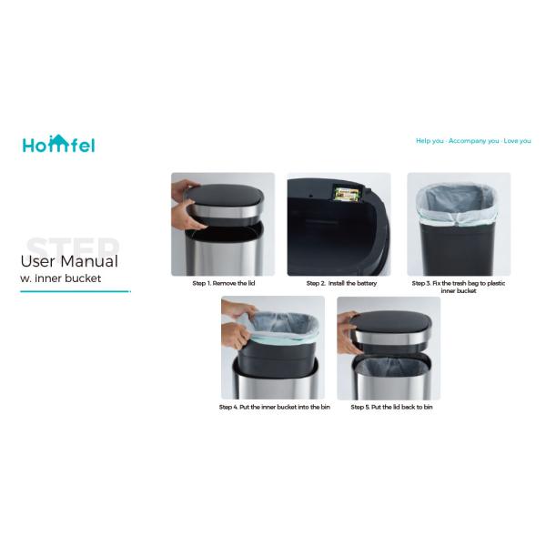 Stylish Big Capacity Household Motion Sensor Trash Bin with Automatic Function and Stainless Steel Design