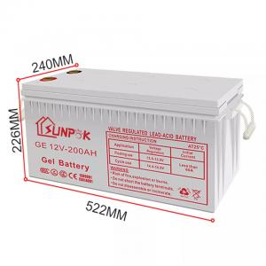 Quality Sunpok 12V Deep Cycle Gel Battery Durability Solar Deep Cycle Gel Lead Acid Batteries 12v 200ah 250ah wholesale