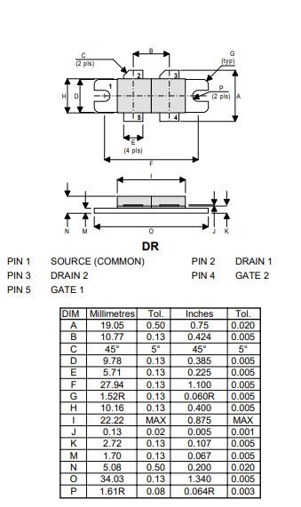 D1028UK RF MOSFET Transistors RF MOSFET N-CH 70V 30A 5-Pin Case DR P Channel Mosfet