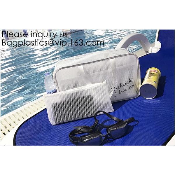 Compact Multi-purpose Handbag-style Transparent Glitter Cosmetic Pouch with Zipper Pocket on the Back, bagease, bagplast