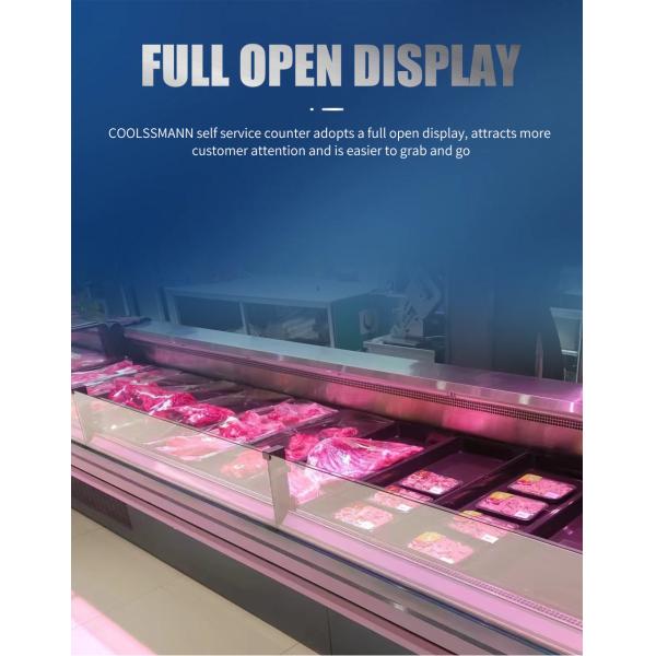 Deluex Self Service Counter Fresh Meat Cooler Display Refrigerator