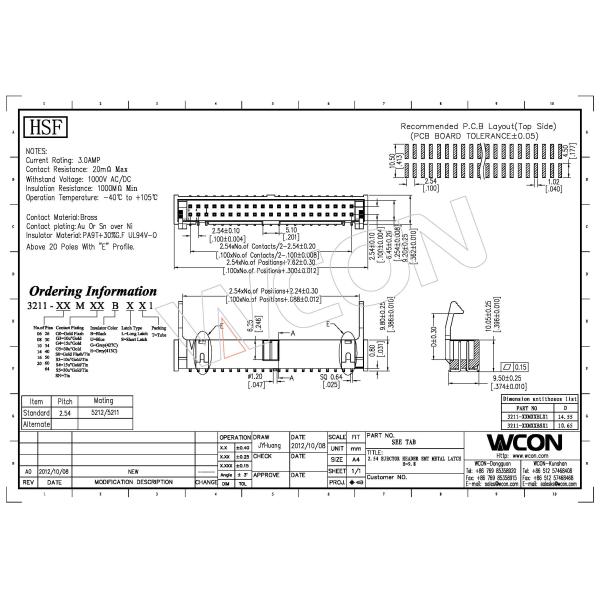 Ear Button Metal Connector Latch Header 2.54mm Customization Plate To Wire Connector