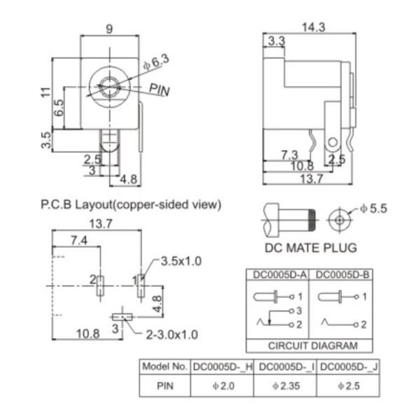 SMT 3 Pin Dc Socket , 1.0A Dc Female Plug For Security Products