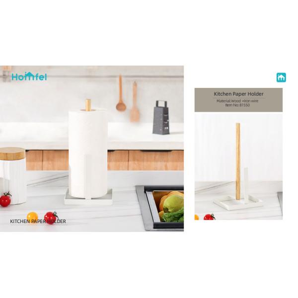 Disassembly Wire Bamboo Kitchen Paper Roll Holder Restaurant Paper Towel Holder Steel Kitchen Tissue Holder