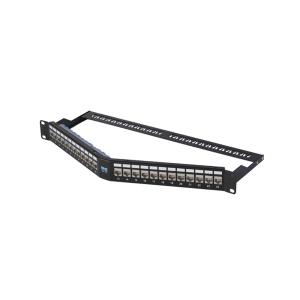 Quality FTP Network Shielded Patch Panel 1 U Angled Patch Panel V Type 24 Port wholesale