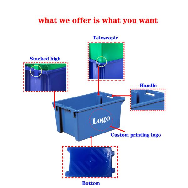 Square Rectangular Industrial Stacking Nesting Plastic Storage Crate